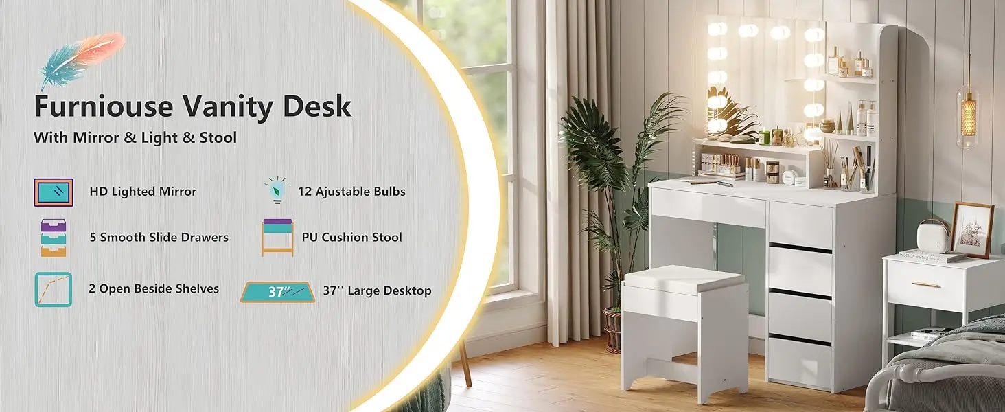 vanity desk with light