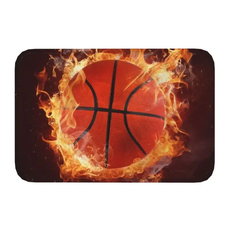Basketball Burning Front Door Mat Anti-Slip Indoor Absorbent Sports Lover Doormat Living Room Entrance Rug Carpet