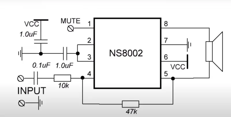 5/10 Stück NS8002 Mini Mono Leistungsverstärkermodul DIY Niederspannungs-Stereo-Audiosysteme Klasse AB Verstärker-Schaltung DC 3V Verstärker – Detail 9