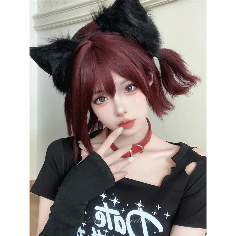 LUPU Wig Female Internet Celebrity Cute Lolita Short Straight Hair With Bangs bobo Natural JK Full Head Cover for Women