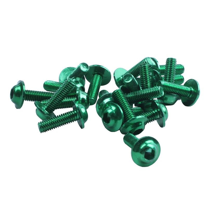 

20 Pcs Green Aluminum Alloy Motorcycle Hexagonal Bolts Screws M6