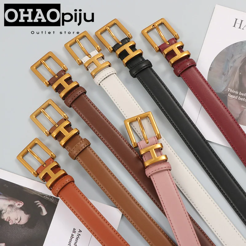 

2024 New Women's Strap Casual All Match Women Brief Genuine Leather Belt Women Strap Pure Color Belts Top Quality Jeans Belt