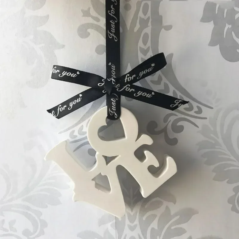 1Pc Love English Letters Aromatherapy Wax Pendant Silicone Molds DIY Gypsum Plaster Silicon Mould For Car Decoration Valentine