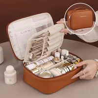 Women's Double Layer Makeup Bag Large Capacity Cosmetic Bag Designer storage bag Cosmetics Organizer Travel Essentials 1