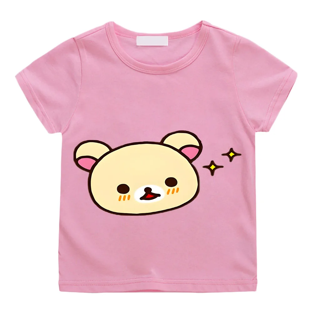 

Rilakkuma Cute T Shirt for Kids Boy 12 Years Funny Pure Cotton Tees O Neck Short Sleeve T Shirts Original Clothes Slight Strech