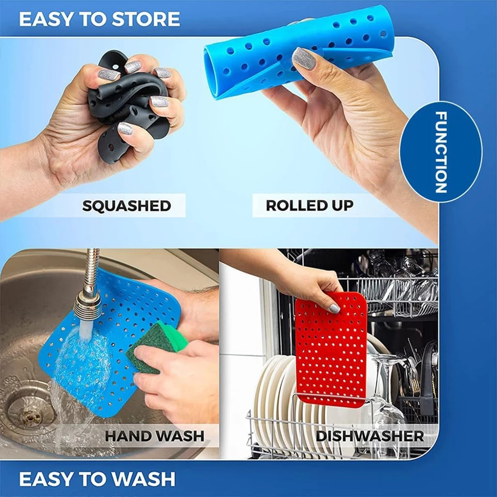 2Pcs Silicone Air Fryer Liners Non-Stick Rectangle Baking Mat for Ninja DZ201 DZ401 Air Fryer Accessories