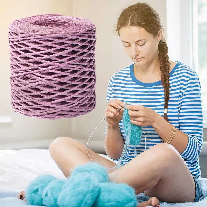 Raffia Yarn Natural Raffia Yarn For Wrapping Knit Wire Natural Color Matte Texture Paper Ribbons For Hat DIY Decoration
