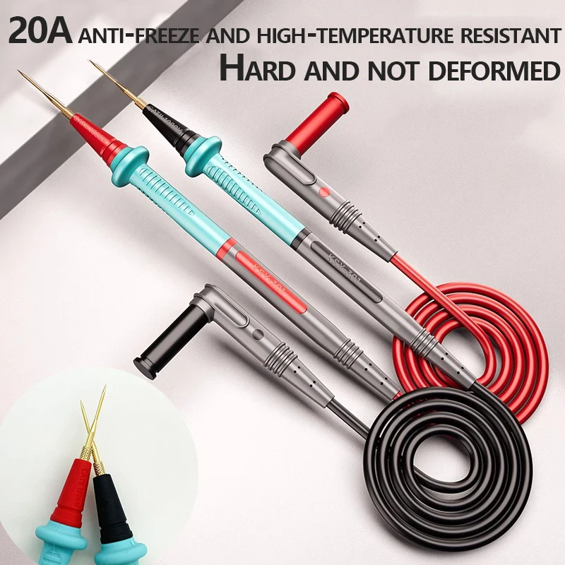 1Pair Soft Universal Digital 1000V 10A Tip Needle Multimeter Test Lead Probe Wire Pen Cable Tester Tool