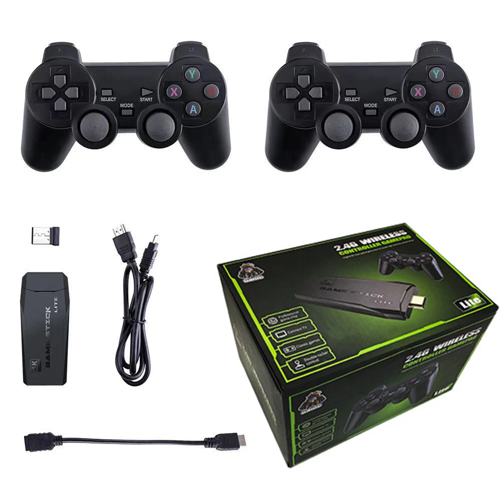 Newest HD Video Game Console 2.4G Double Wireless Controller For PS/FC/GB Retro TV Dendy Game Console 10000 Games Stick 