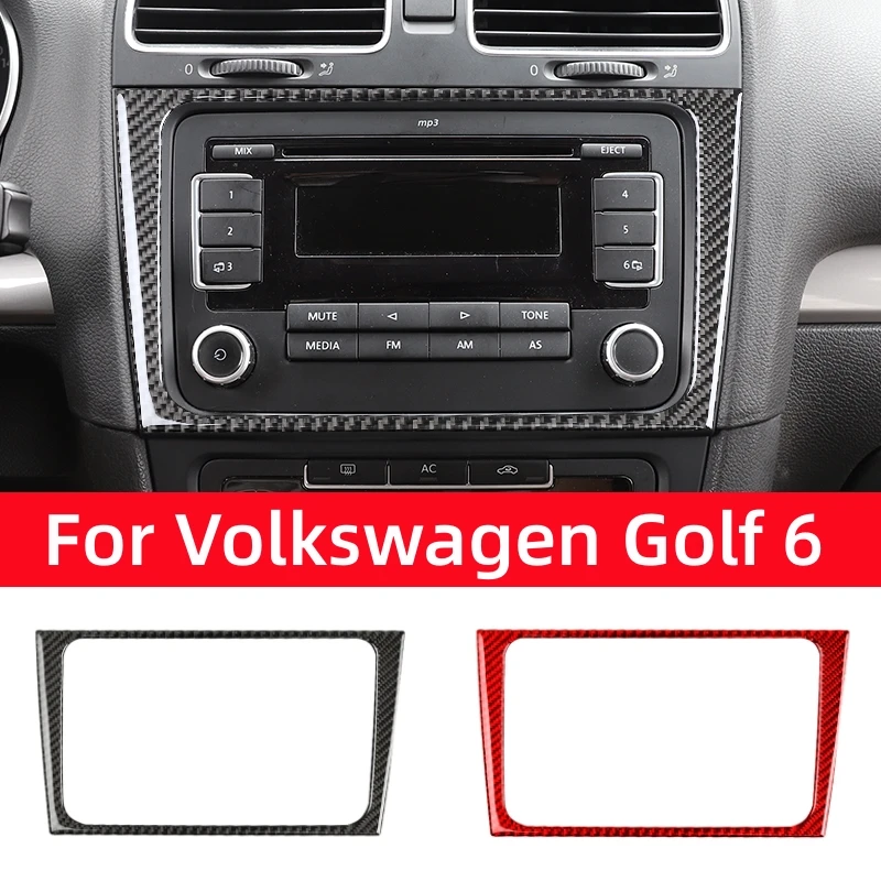 폭스 바겐 골프 6 Gti R MK6 2008-2012 탄소 섬유 자동 중앙 제어 CD 패널 프레임 장식 스티커 자동차 액세서리
