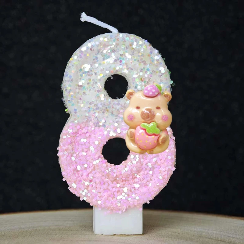 Kawaii Kerze Capybara 0-9 Nummer Geburtstagstorten-Dekoration Kapibala Tortenstecker für Geburtstag – Detail 9