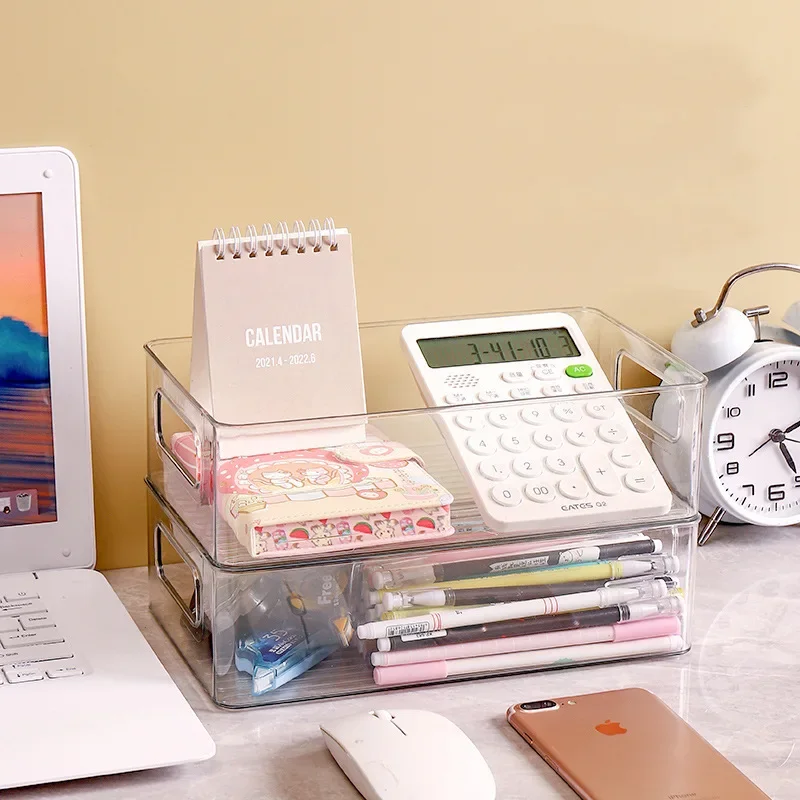 Table Top Transparent Storage Box Book Box Cosmetic Jewelry Finishing Lovely Student Storage Basket Acrylic Organizer