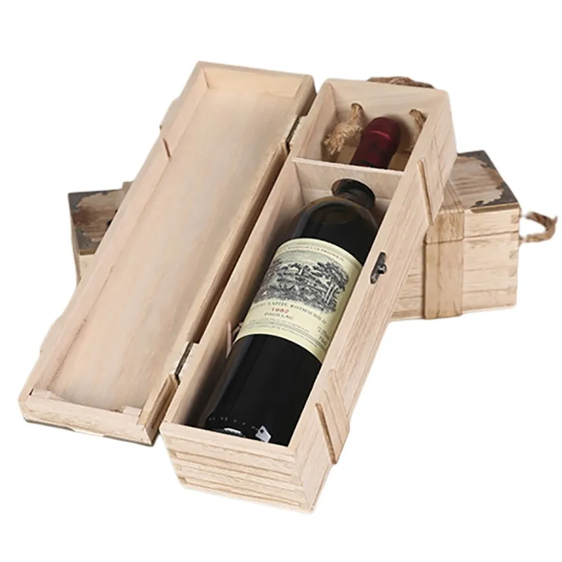 Wooden Wine Box with Name and Date Engraved Style Simple Design Perfect for Anniversary Wedding Day Ceremony