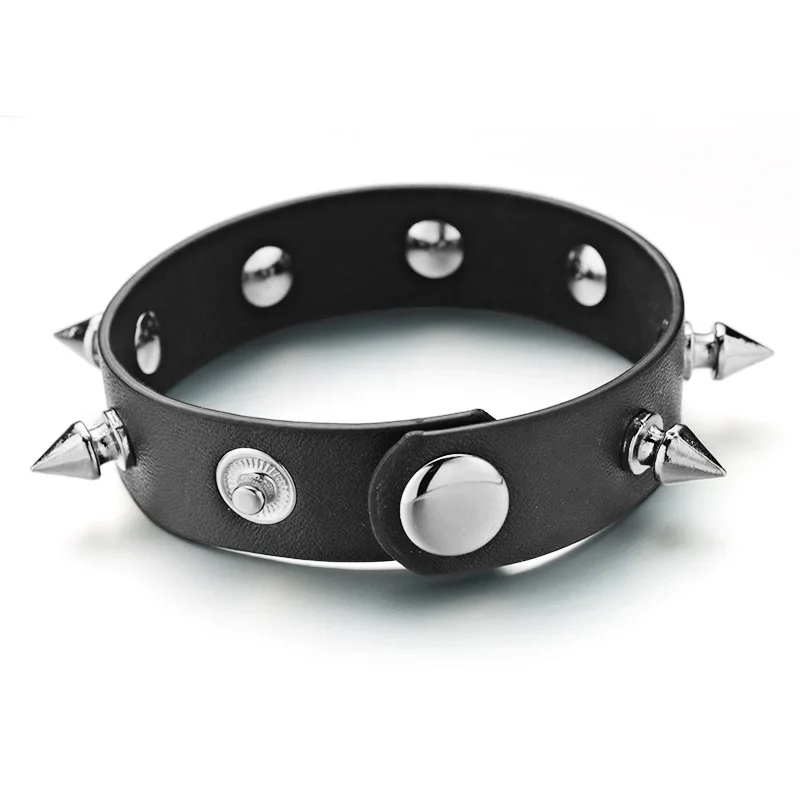Unique Pointed Bracelet One-row Spike Rivet Punk Gothic Rock Unisex Bracelets & Bangles Fashion Jewelry Cuff Wristband S415