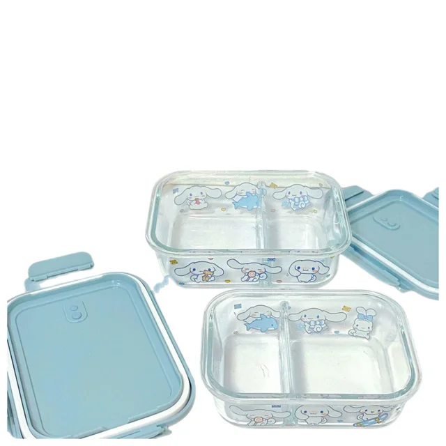 Sanrio Anime Cartoon Double-Pane Glass Rectangular Bowl Lunch Box