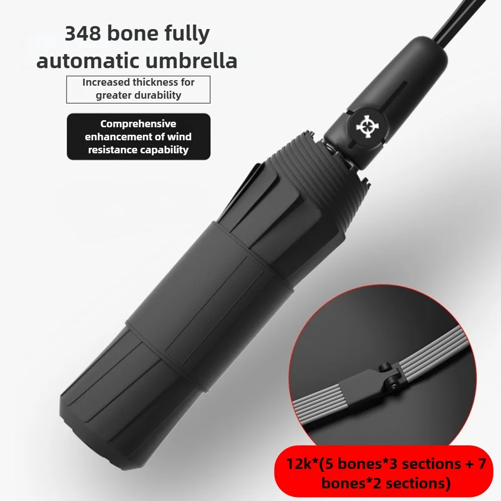 348 bone fully automatic umbrella dual-use for rain oversized umbrella surface wind resistant umbrella ribs 1pc