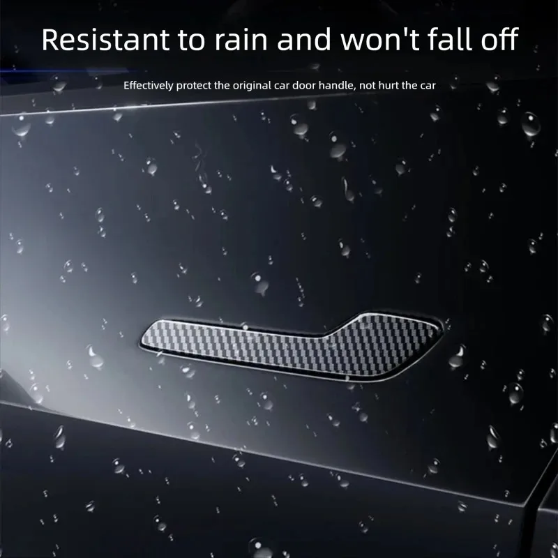 테슬라 모델 3/Y/YL 하이랜드 차량 도어 핸들 장식 스트립 카본 파이버 패턴 보호 스티커 액세서리 4개 (BJBT) ?