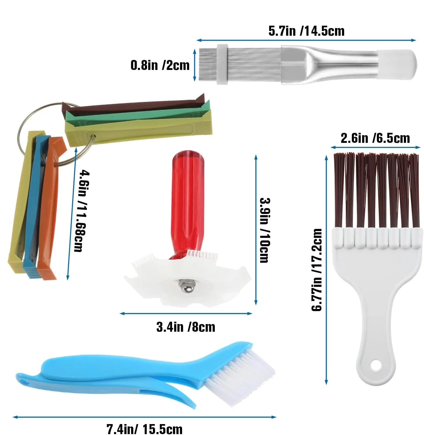 Hommtina Lot De 3 Peignes à Ailettes Pour Climatiseur, Condensateur, Brosse De Nettoyage, Brosse Fouet Avec Brosse De Nettoyage Pour Stores De Fenêtre, Pour Réfrigérateur, évaporateur, Radiateur