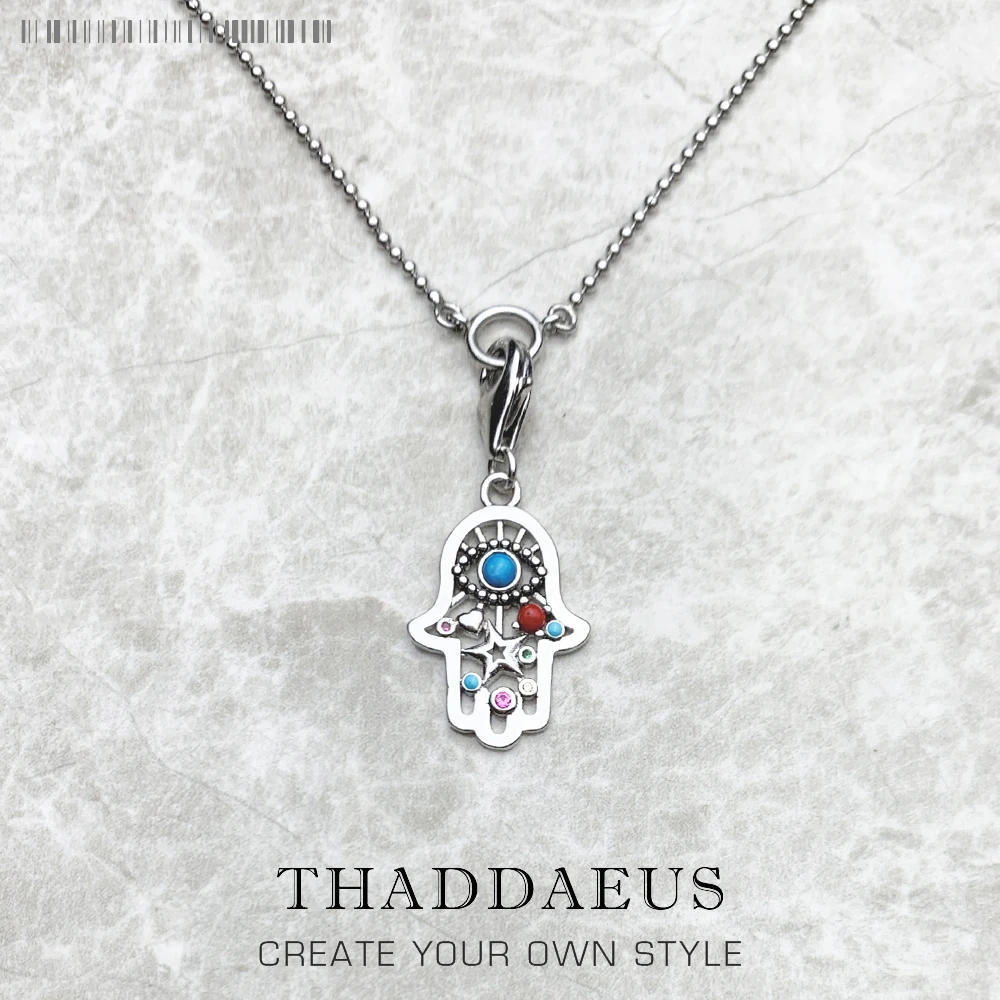 925 Sterling Silver Hamsa Evil Eye Charm For Bracelets - Hand Of Fatima With Cubic Zirconia | Protection Symbol Jewelry Gift