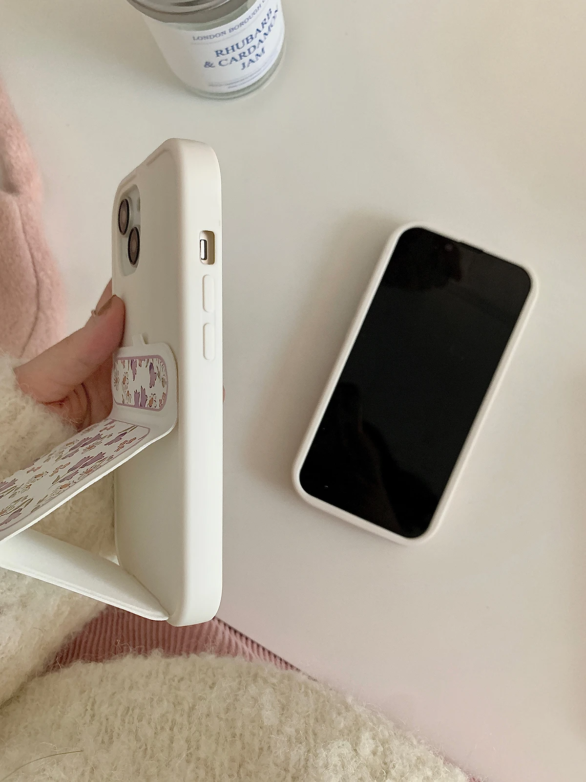 Niedliche Blume kreative klappbare Leder halter Rückseite für iPhone 13 14 15 Pro Max Schiebe ständer Objektivs chutz Handy hüllen neu – Detail 11