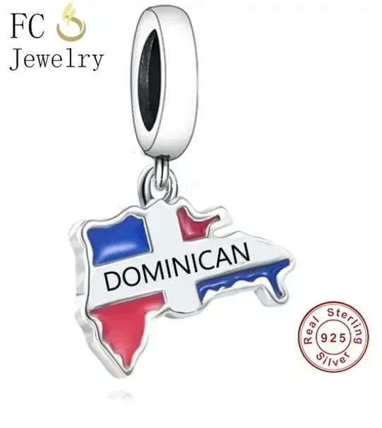 Huoonew Fit Original Pan Charm Bracelet Authentic 925 Sterling Silver Engrave Dominican Map Bead For Making DIY Berloque DIY 2