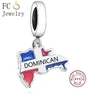 Huoonew Fit Original Pan Charm Bracelet Authentic 925 Sterling Silver Engrave Dominican Map Bead For Making DIY Berloque DIY 2