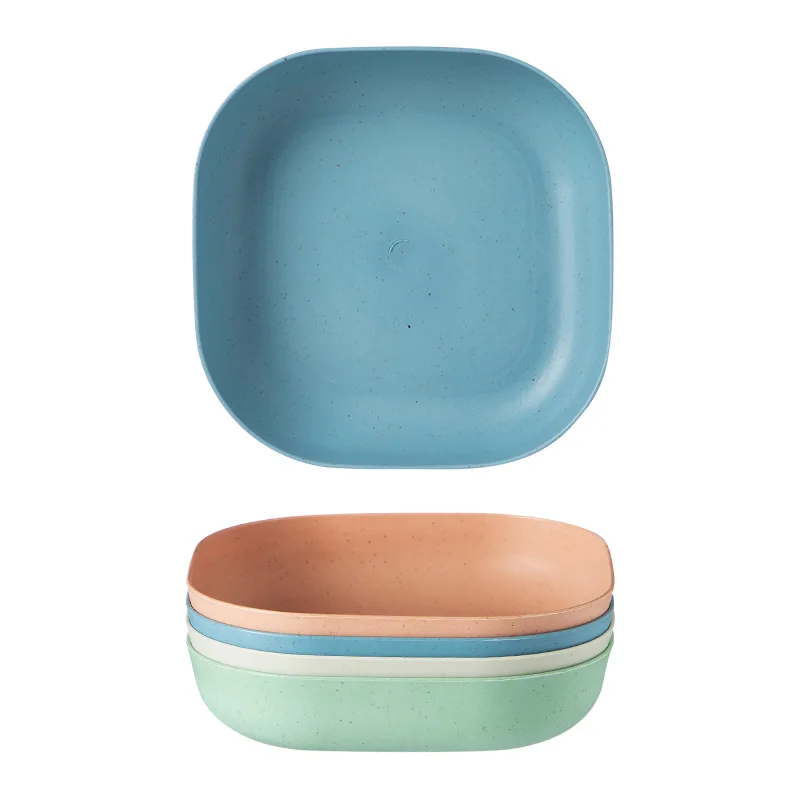 4pcs Eco-Friendly Unbreakable Dinner Plates Biodegradable Restaurant Specialty Saucer Plastic Plate Picnic Dishes