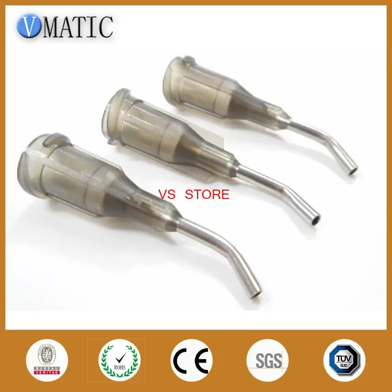 100Pcs 16G Grey 0.5'' Tubing 45 Degree Bent Bent Dispensing Needle Tips Blunt End Stainless Steel Needles 1/2 Inch