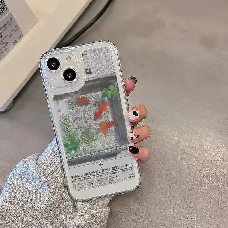 Creative Newspaper Goldfish Y2K Cute Phone Case - Soft Protective Cover in Vibrant Design
