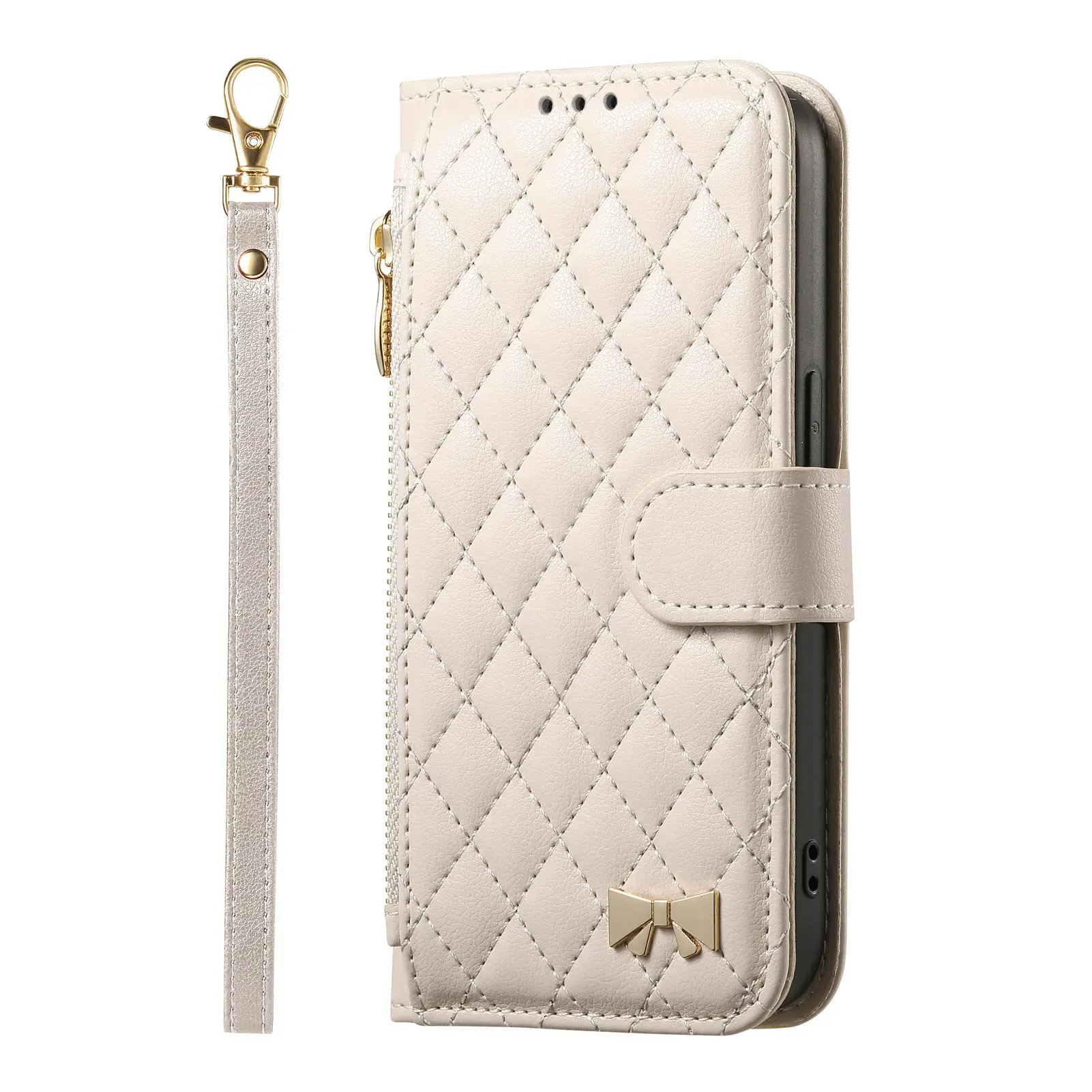 PU Leather Crossbody Flip Wallet Phone Case with Wrist Strap Cover