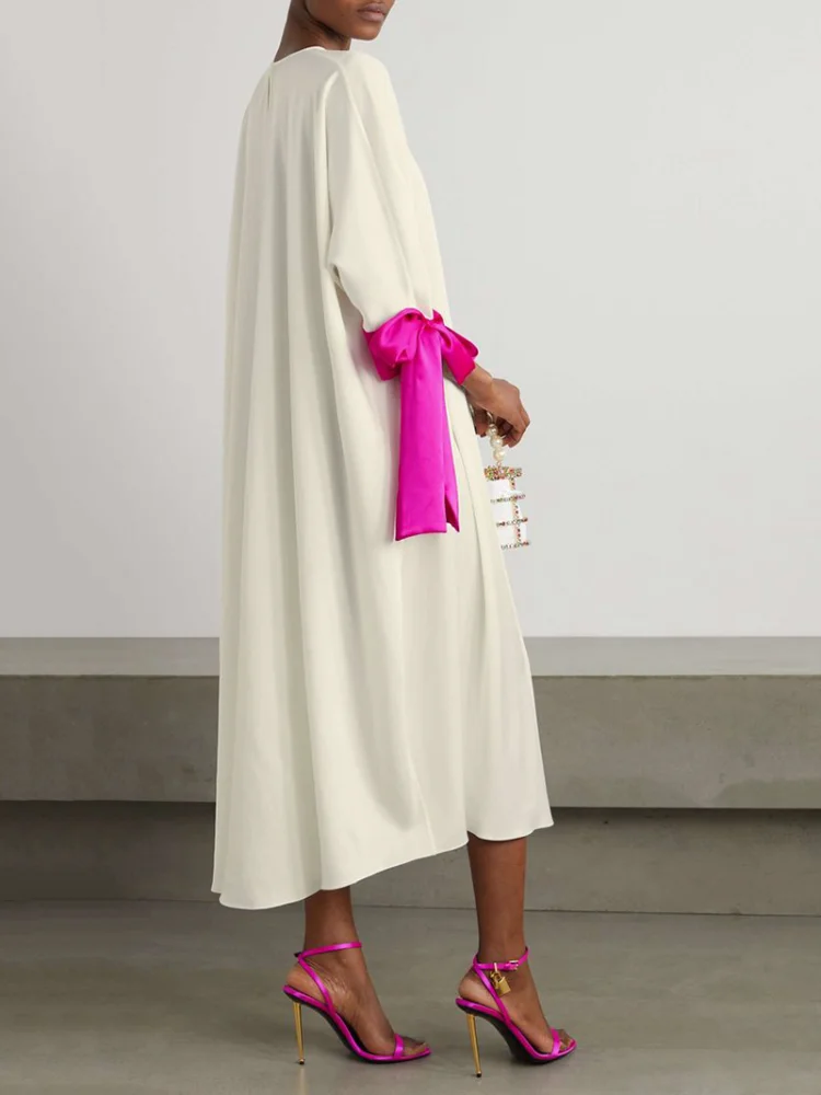 

Uoozee Urban Female Stylish Selection Round-Neck Casual Dress 2023 Summer Loose Wedding Party Midi Dresses For Women