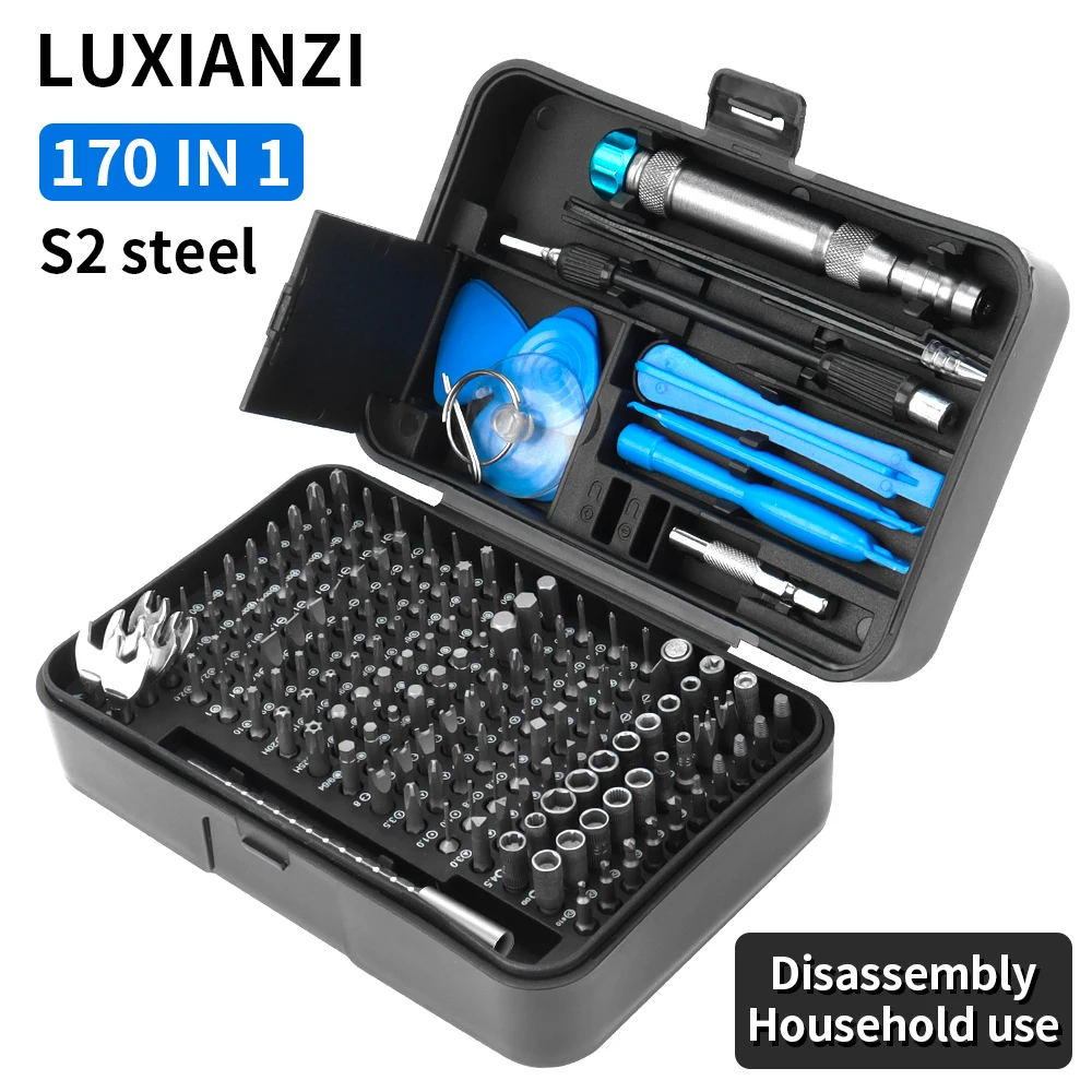 LUXIANZI Precision Screwdriver Set 170 IN 1 Magnetic Torx Phillips Screw Driver Bits For IPhone Camera Watch PC Repair Tool