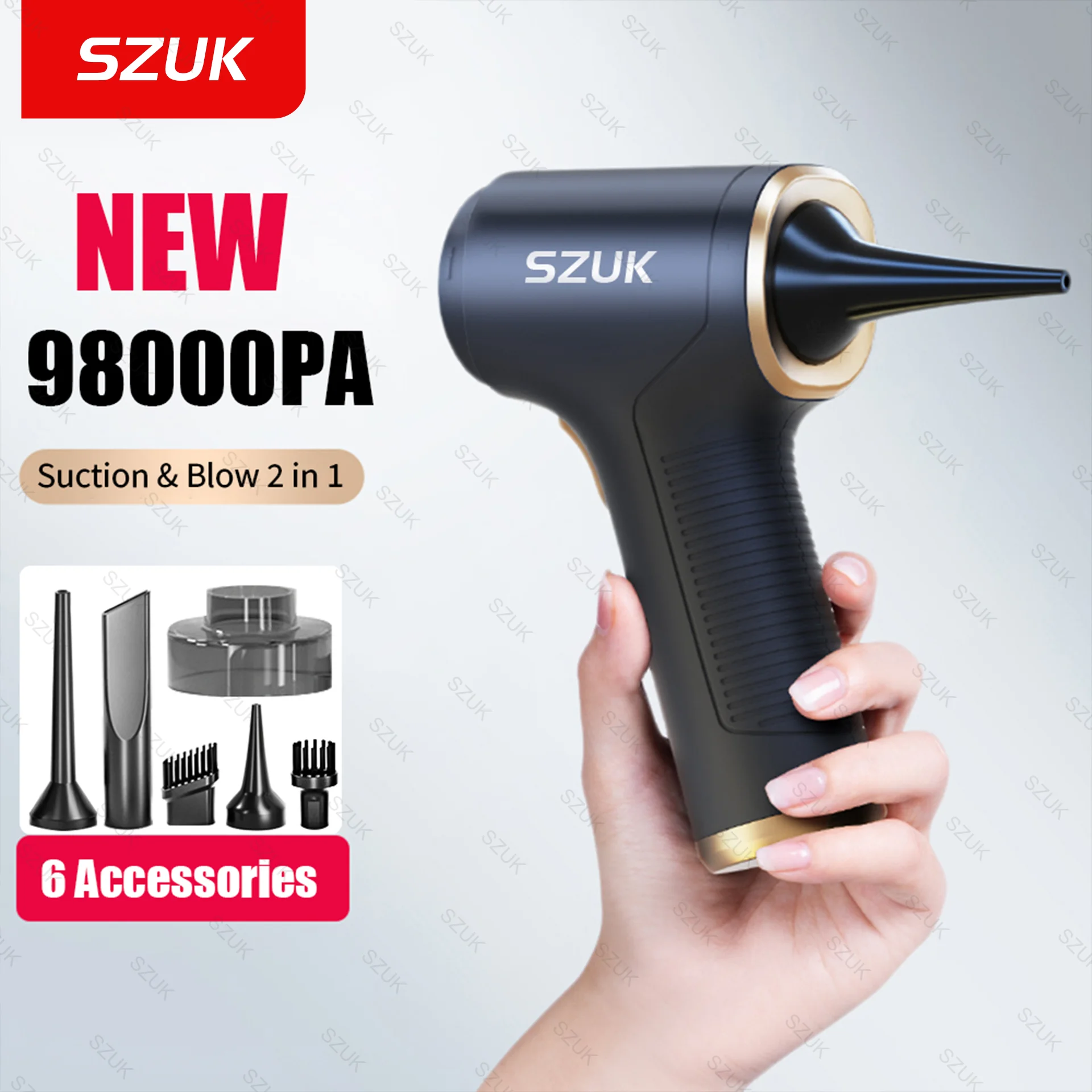 Szuk-mini Poderoso Aspirador de Carro Poderosa Máquina de Limpeza Sucção Forte Portátil Portátil sem Fio para Carro Eletrodoméstico 98000pa