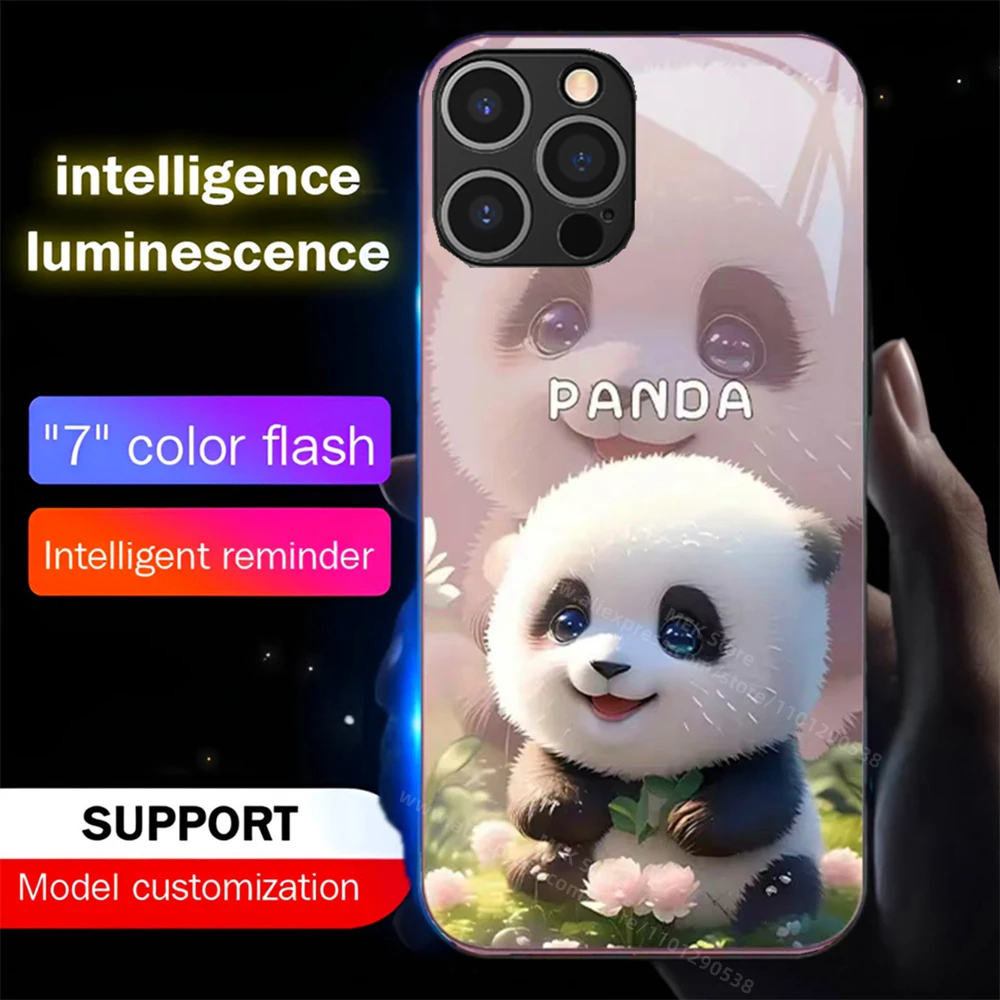 So Lovely Plump Panda Leuchtende Handyhülle mit LED-Beleuchtung für iPhone Air 17 16 E 15 14 13 12 11 Pro Max Plus XR XS – Detail 8