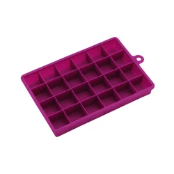 Silicone Ice Cube Tray with Lid - Multi - Grid Square Design for Ice Cream, Cold Drinks, and Cocktails (24 Grids - Purple)