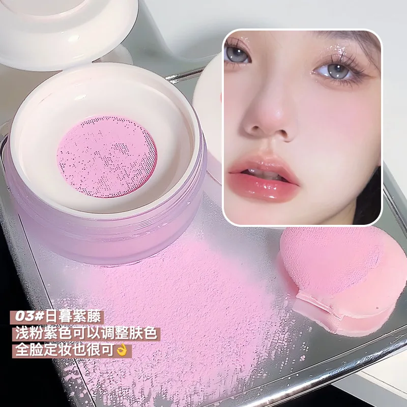 Pink Cheek Mineral Blush Loose Powder Long Lasting Matte Face Setting Tinted Blusher Rouge For Woman Cosmetics With Make-Up Puff