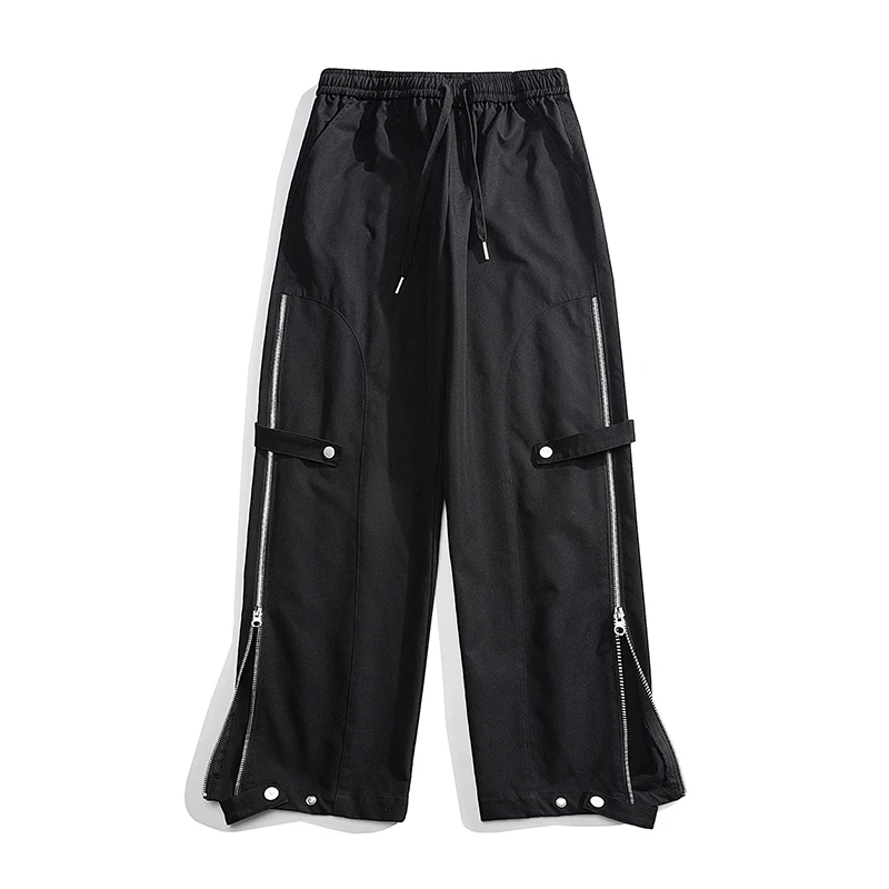

New Youthful Vitality Ankle-Length Pants Men Fashion Zippers Casual Pants Mnes Hip Hop Loose Cargo Trousers Y2K Streetwear Man