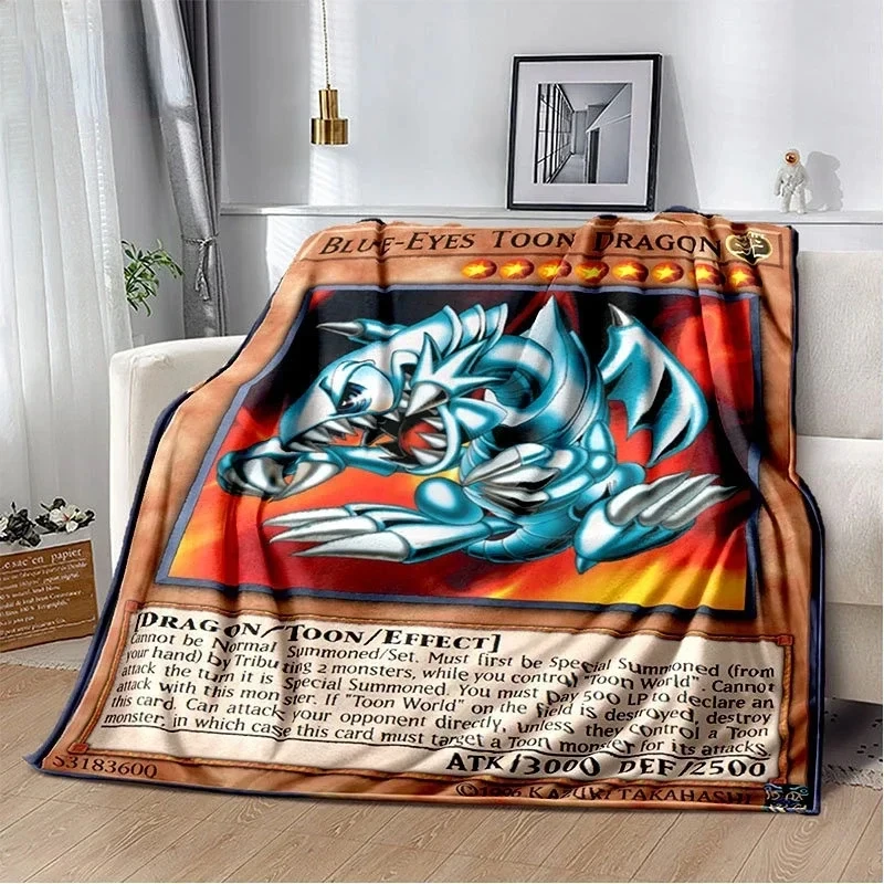 Plush Blanket Anime Yu Gi Oh Card Throw Blue Eyes White Dragon Cartoon Bedroom Bedspread Home Decor