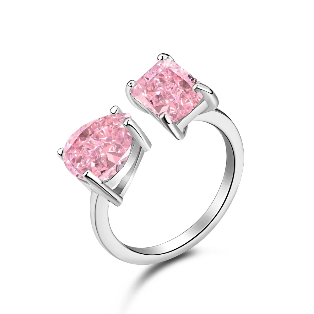 

New Fashion Ice Cut Double Zircon Sterling Silver Open Women Ring