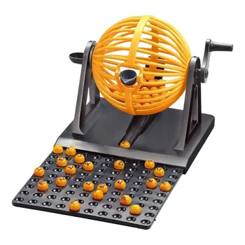 Funny Family Party Game Lottery Machine Set with Cage for Bingo Game 90 Mini Chips 12 Master Cards for Kids Adults Board Games