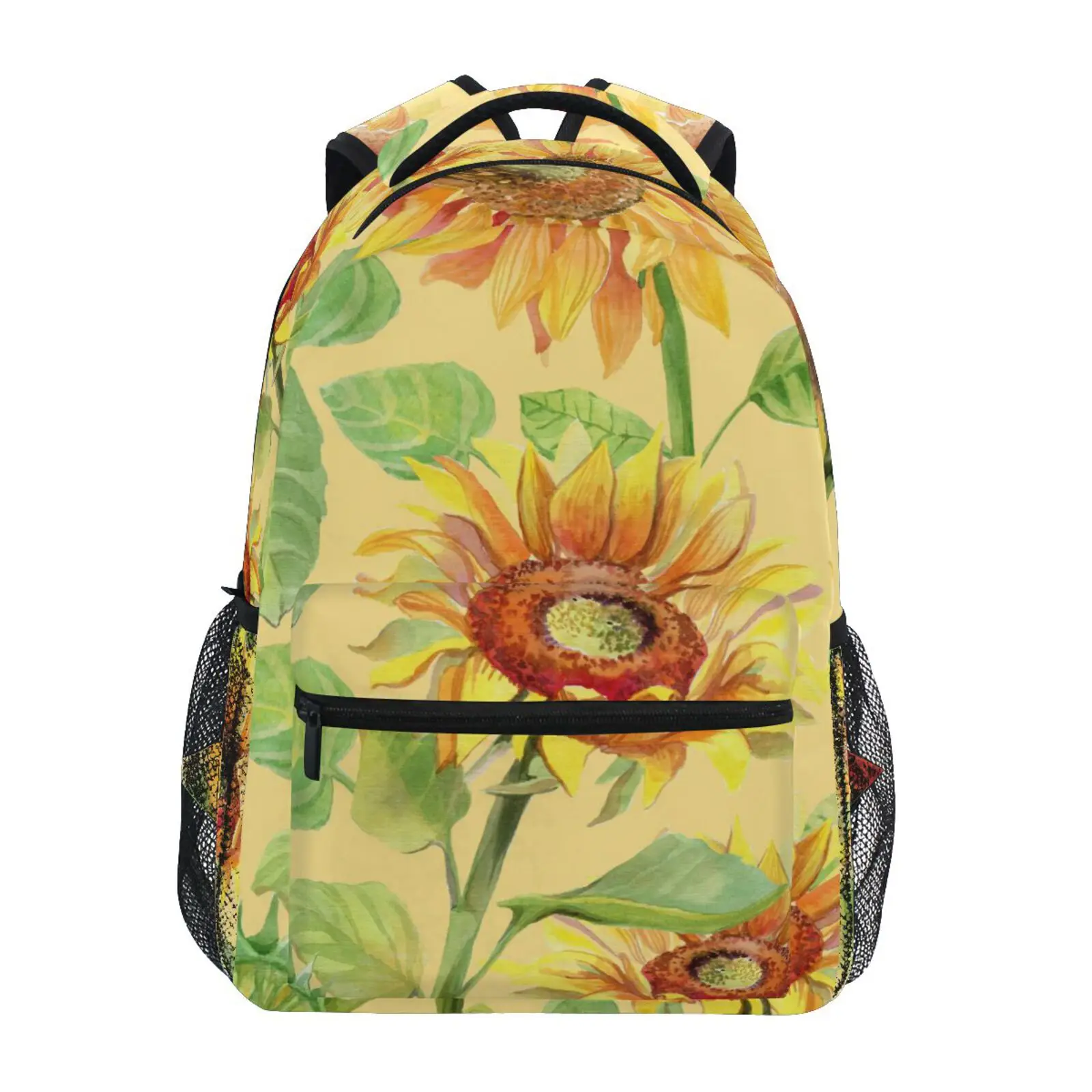 

2023 Large Children High Schoolbag Backpack Girl Primary Vintage Sunflower Summer Flower Book bag Kids Multi Pockets Backpacks