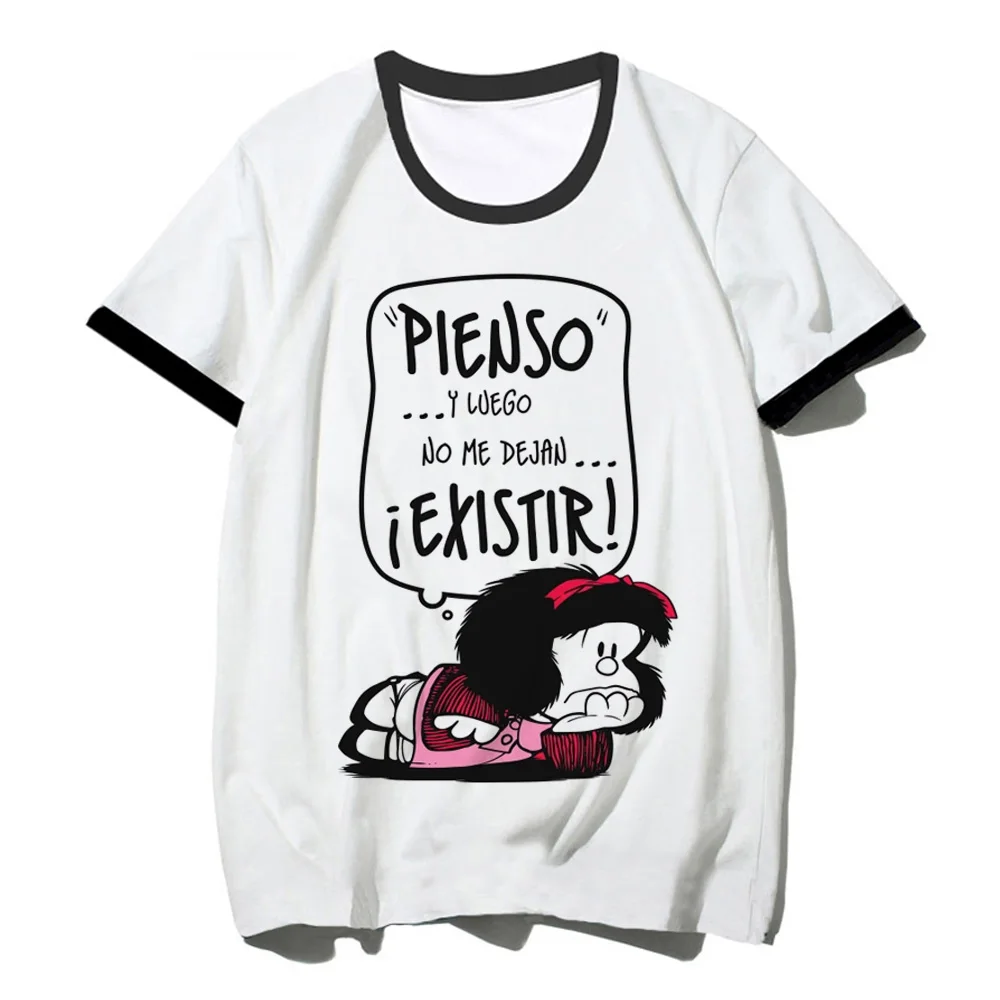 

Футболка Mafalda женская, дизайнерский топ с принтом манга, уличная одежда, на лето