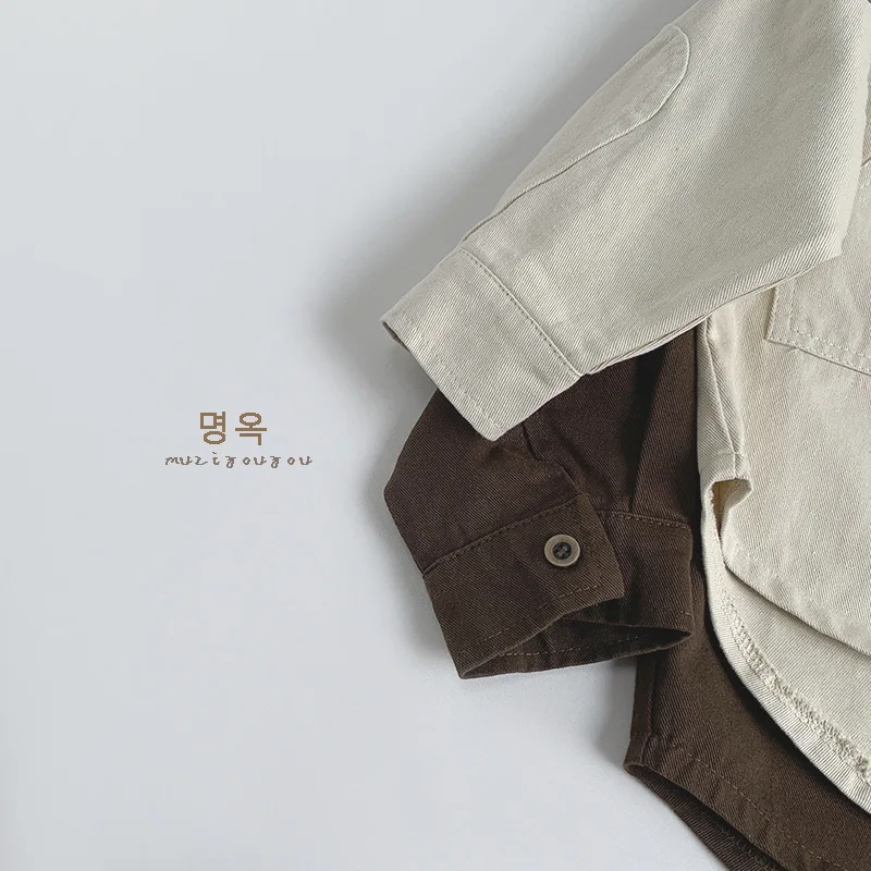 Spring New Children Long Sleeve Lapel Shirts Cotton Tops Baby Girls Loose Coat Boys Casual Versatile Shirts Kids Clothes