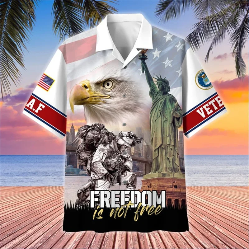 

Summer New 3D United States Soldiers Armys Veterans Printing Shirts For Men Fashion Cool Short Shirts Hawaiian Y2k Tops Clothing