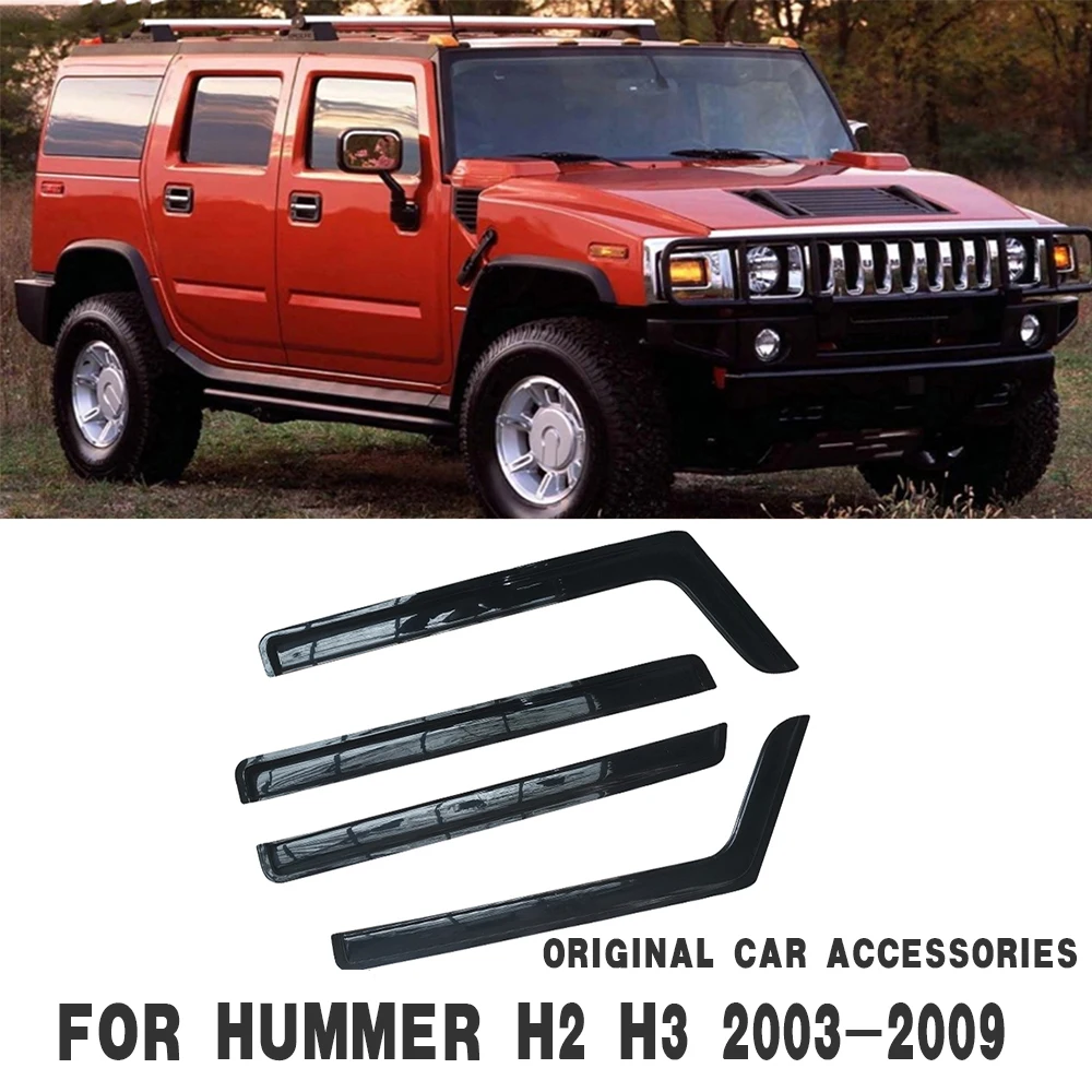 Per Hummer H2 H3 2003-2009 Auto Side Window Deflettori Del Vento Visiere Black Rain Guard Door Visor Vent Shades Dark Smoke Ventvisor