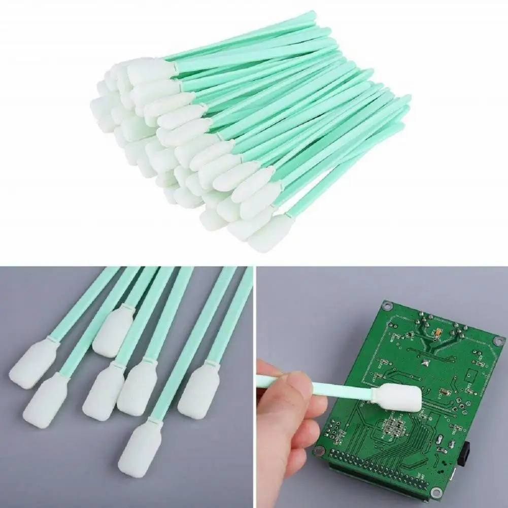 100Pcs Foam Swab  Practical Foam Cleaning Swab Stick  Soft Cleaning Swab Stick