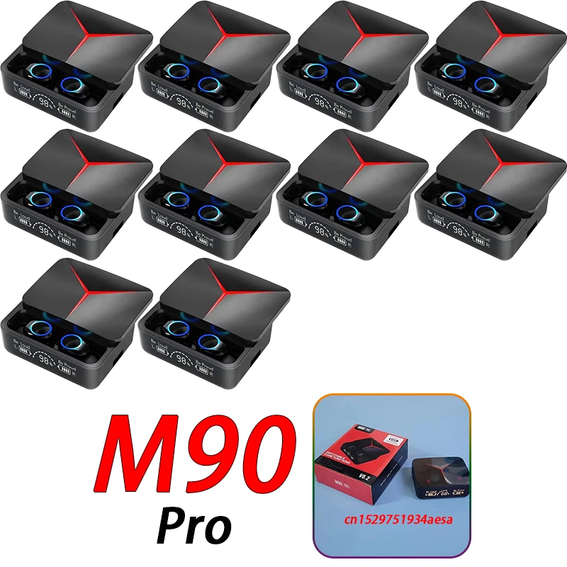 M90 Pro Tws Cuffie Bluetooth Auricolare Auricolare Wireless 2023 Smart Earplug Led Hifi Microfono Gaming Motion Auricolari Pk F9-5C