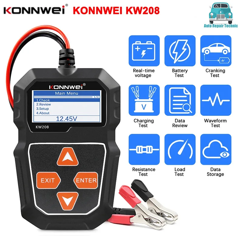 Konnwei Kw208 Tester Per Batterie Per Auto 12 V Da 100 A 2000Cca Tester Di Ricarica Circut Analizzatore Di Batterie 12 Volt Strumenti Per Batterie