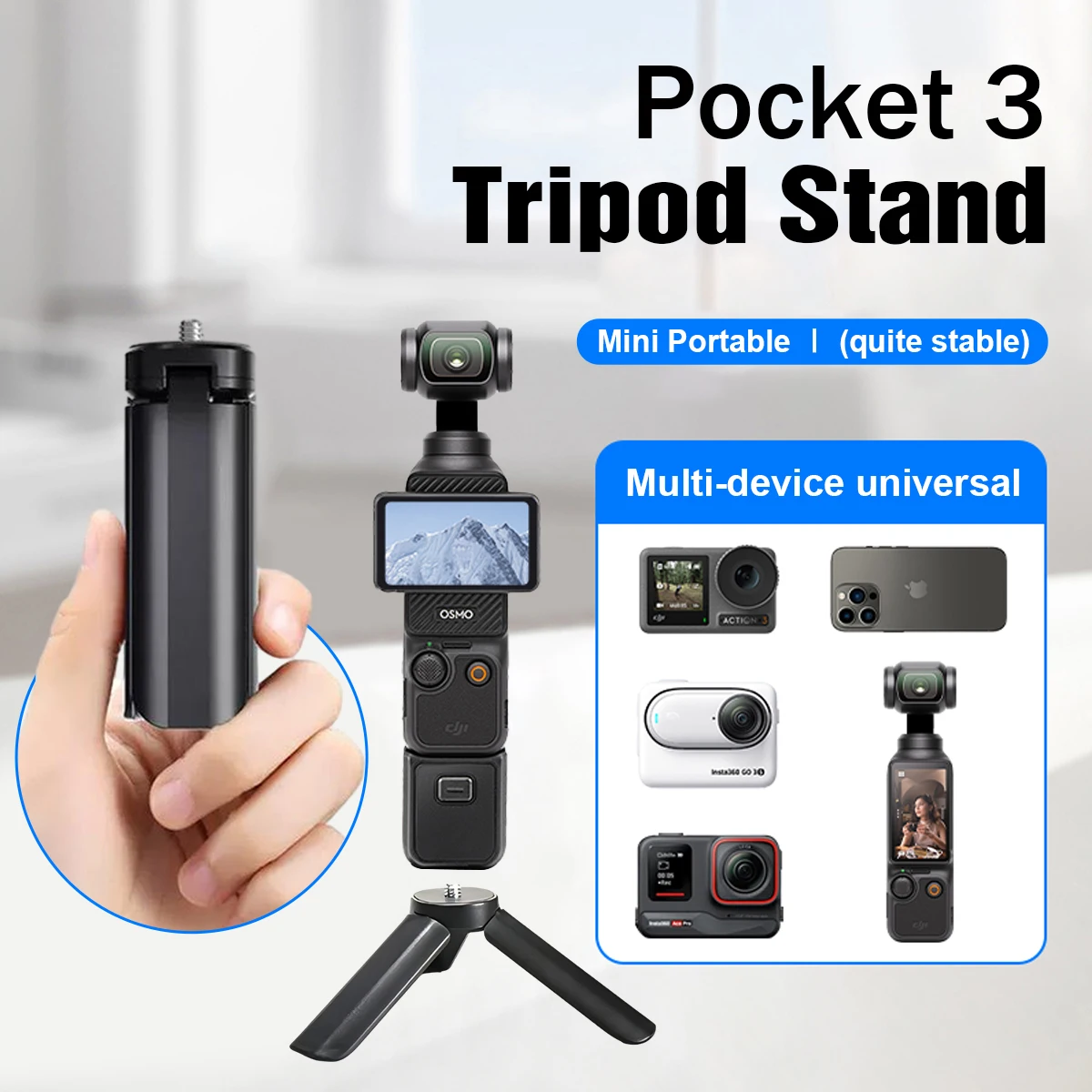 Mini trépied pour DJI Pocket 2 3 GoPro Action 5 4 Insta360 Osmo Mobile 7/7P/6/5/4