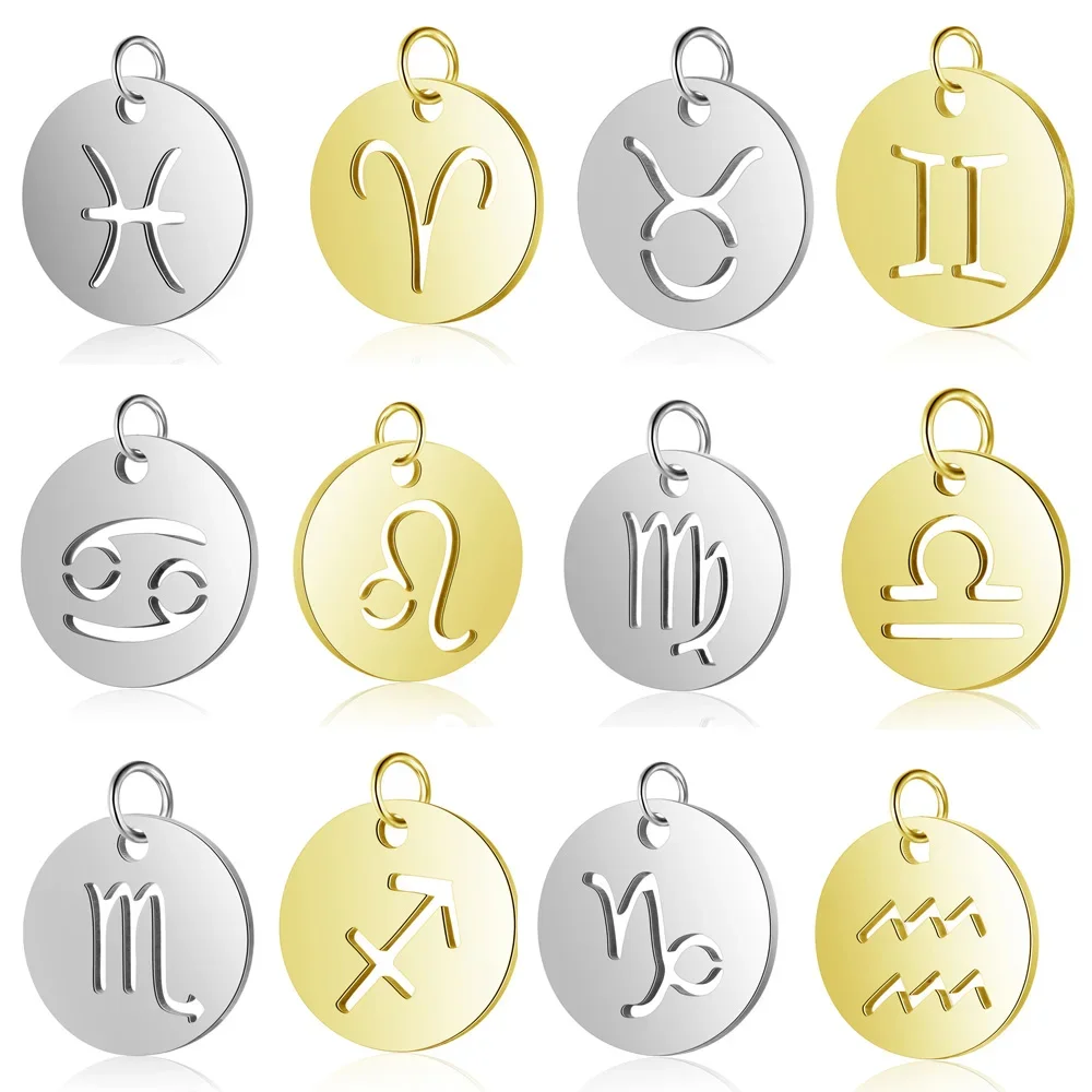 

5 Pieces 12 Constellation Zodiac Signs Charm Wholesale 316 Stainless Steel AAAAA Quality Pendants DIY Jewelry Charms